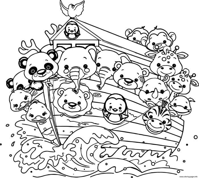 Animals on boat coloring page