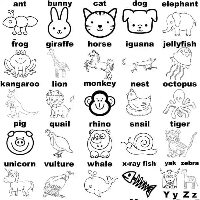 Alphabet coloring animal pages color getcolorings printable print letter