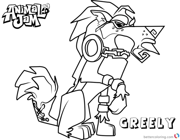 Animal jam coloring pages of greely