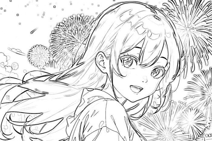 Anime coloring pages black and white