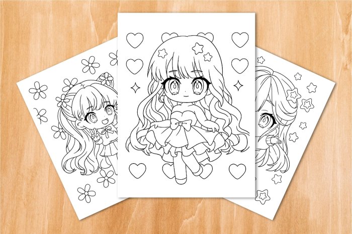 Anime chibi group coloring pages