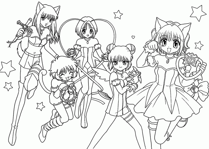 Cute anime characters coloring book