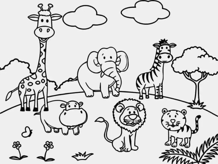 Animals in zoo coloring page