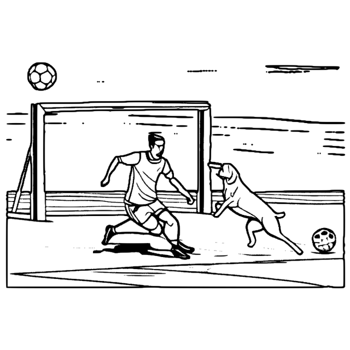 Animals playing soccer coloring pages