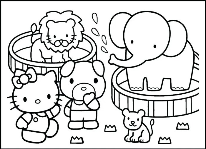 Animals in zoo coloring page