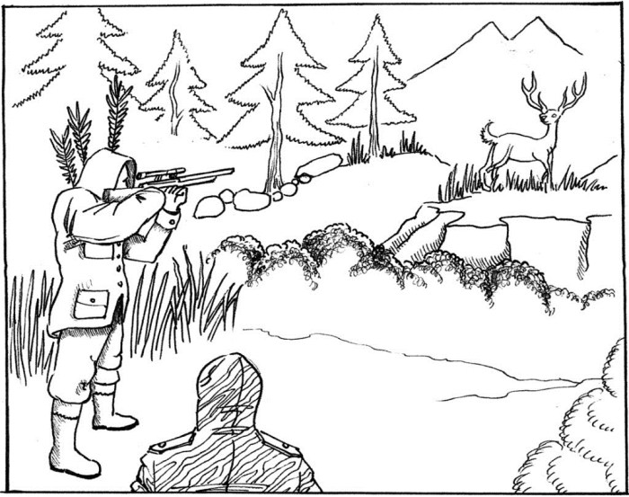 Animal hunting coloring pages