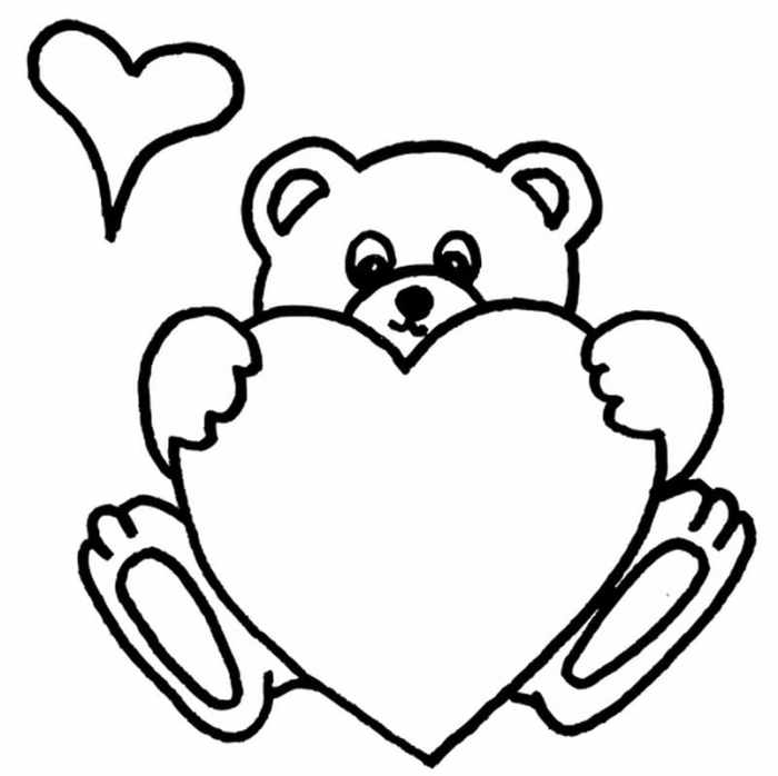 Animated teddy bear holding fish coloring page