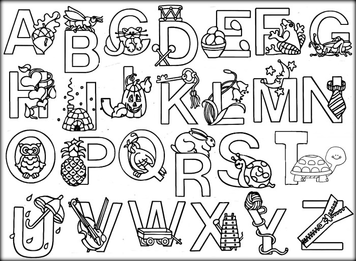 Animal alphabet coloring pages l