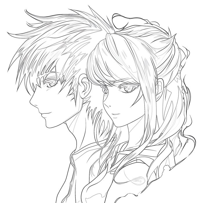 Emo anime couples coloring pages