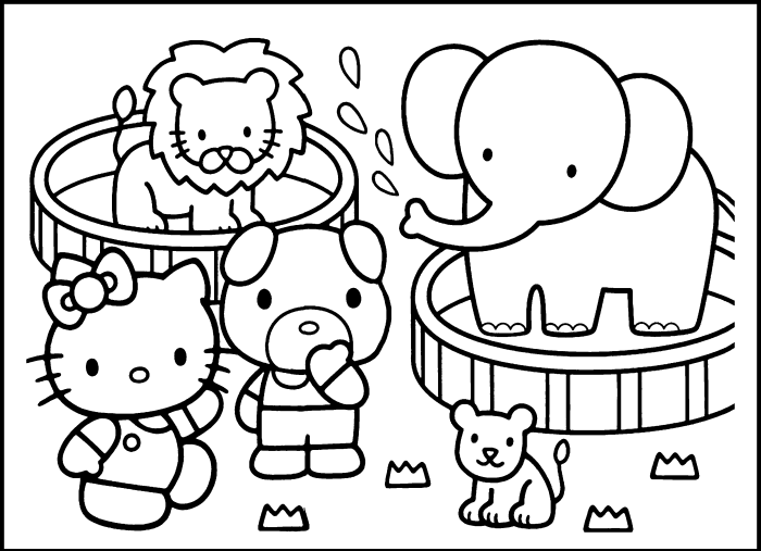 Common zoo animals coloring picture