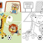 Animals playing soccer coloring pages