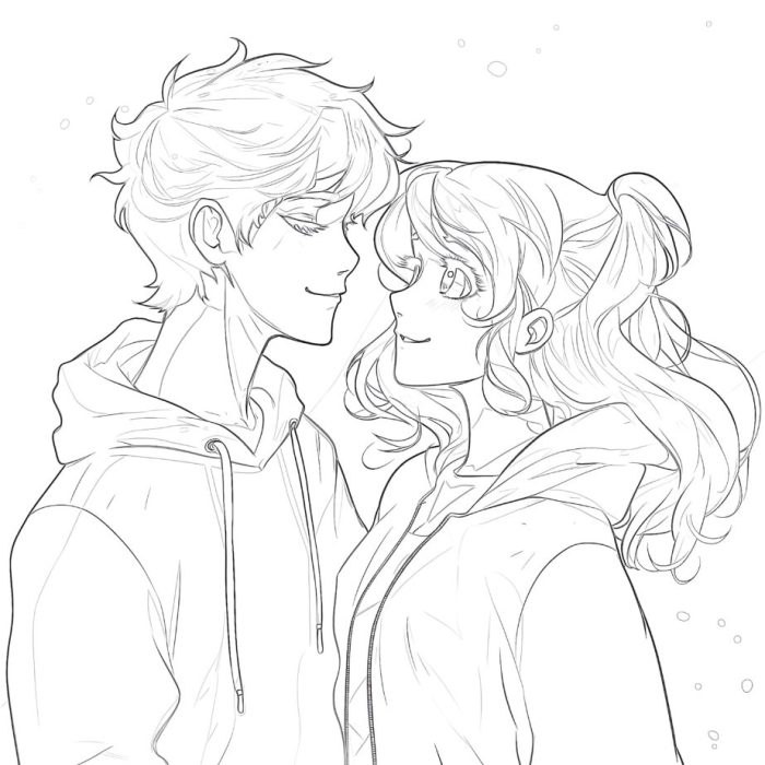 Emo anime couples coloring pages