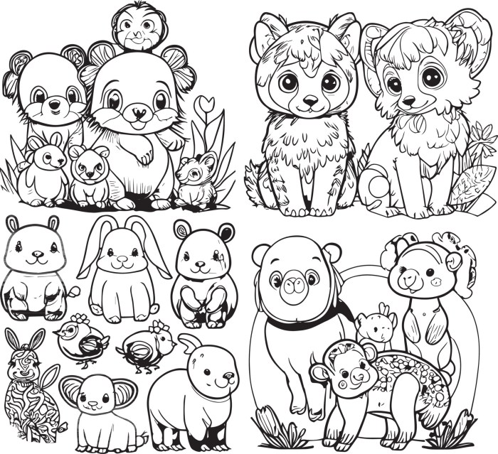 Animal coloring sheets in circles