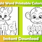 Animal sight word coloring pages for kindergarten