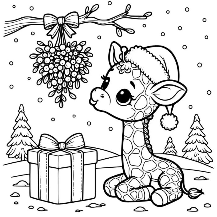 Animal christmas coloring page