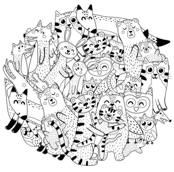 Animal coloring sheets in circles