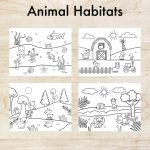 Animal habitats coloring sheets