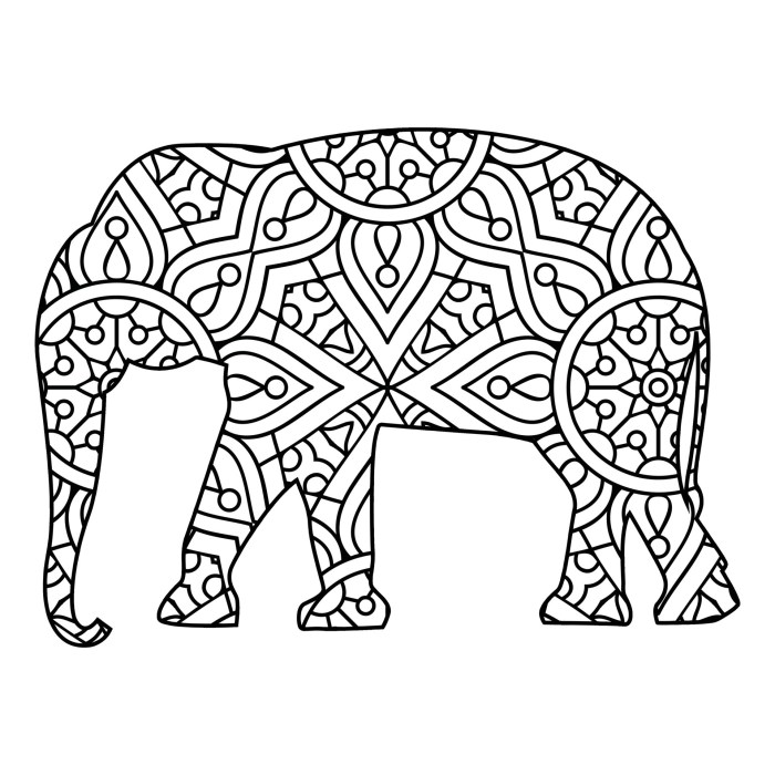 Animal coloring pages elephang mandala