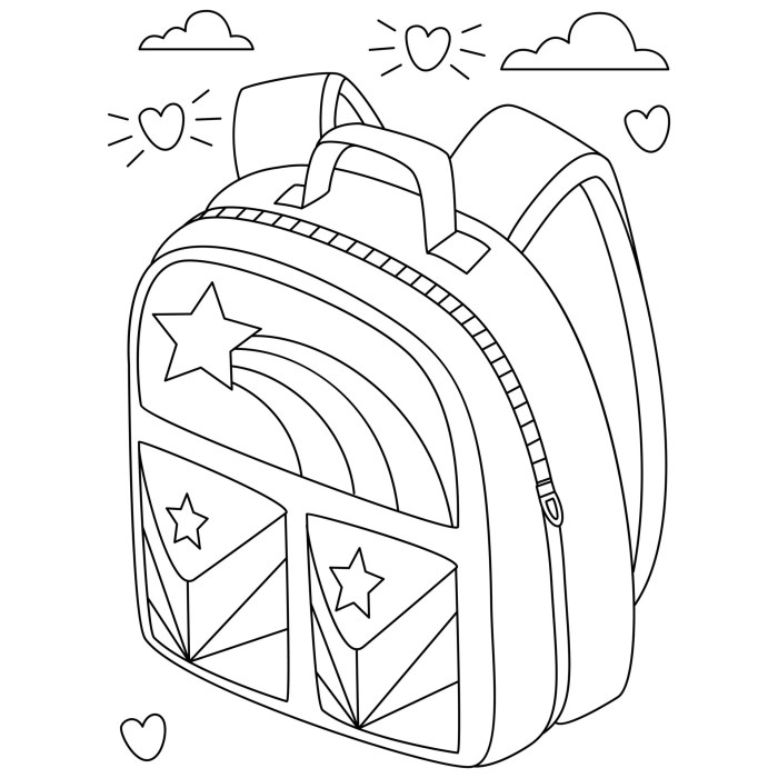 Animals with back packs coloring page