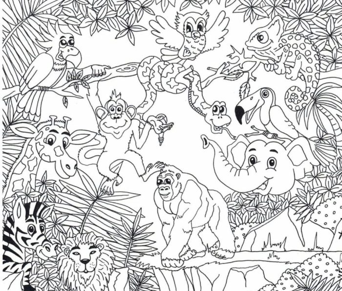 Jungle animals coloring pages