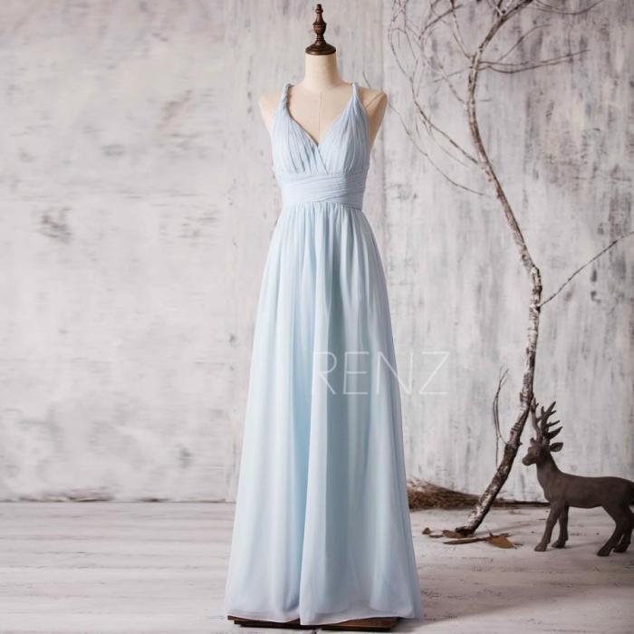 Light blue floral dress for wedding