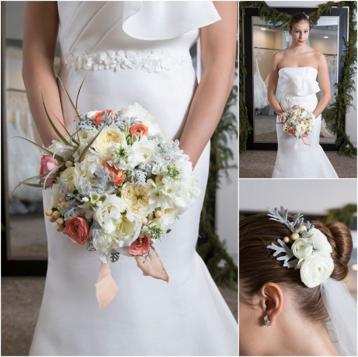 Flower applique wedding dress