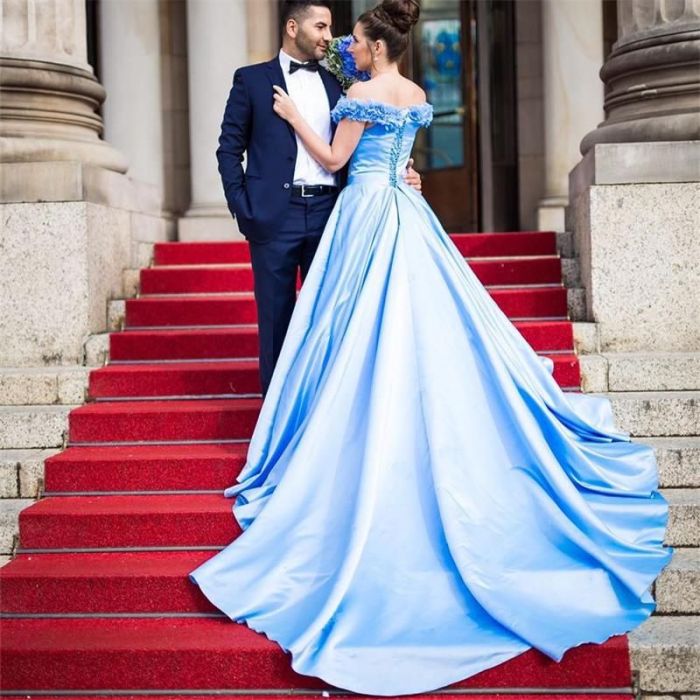 Long blue dress for wedding