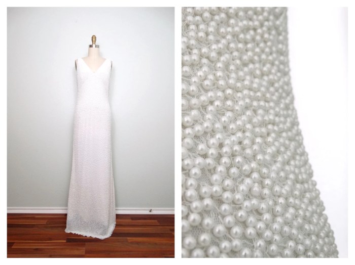 Beaded pearl wedding dress