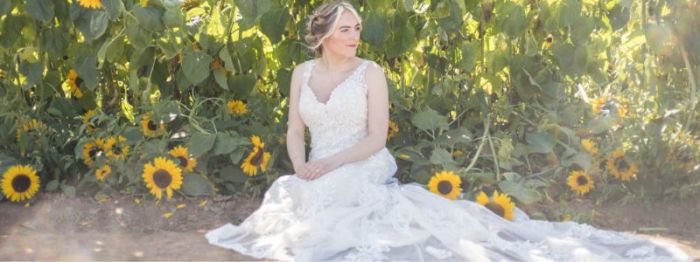 Wedding dresses with sunflowers