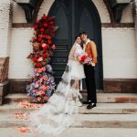 Wedding dress and veil