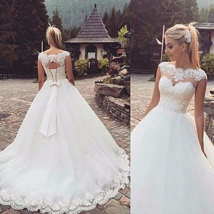 White wedding dress with black lace